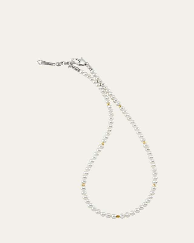 Kinder Pearl Necklace with 18k Gold Cavier Beaded Accents